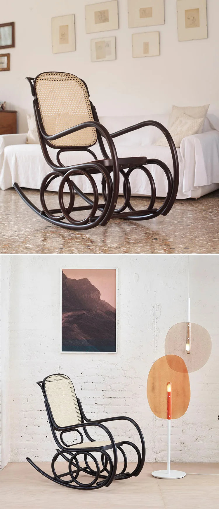 Natural rattan Nordic Ins rocking chair balcony chair living room home lazy rocking simple recliner nap