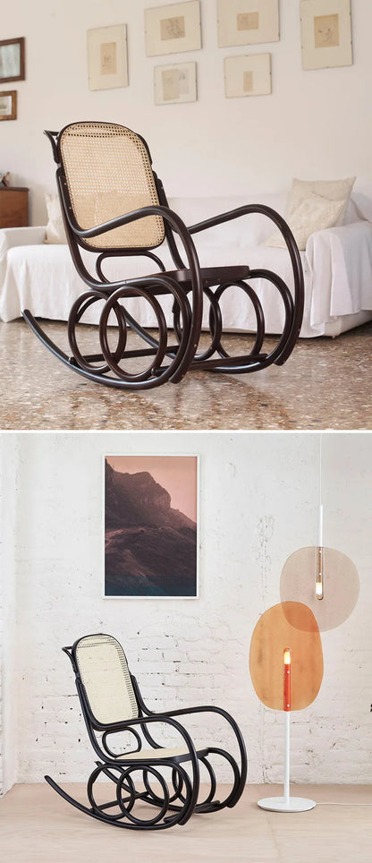Natural rattan Nordic Ins rocking chair balcony chair living room home lazy rocking simple recliner nap
