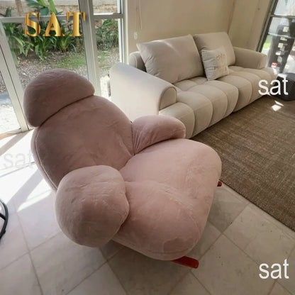 A The Cream Style Comfortable Sitting And Lying Angles Velvet Fabric Recreation Area Sillas