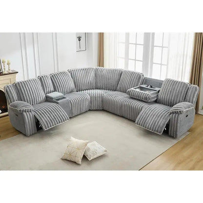 Grey Power Reclining Sectional Sofa Couch - Ultimate Comfort and Style for Your Living Room