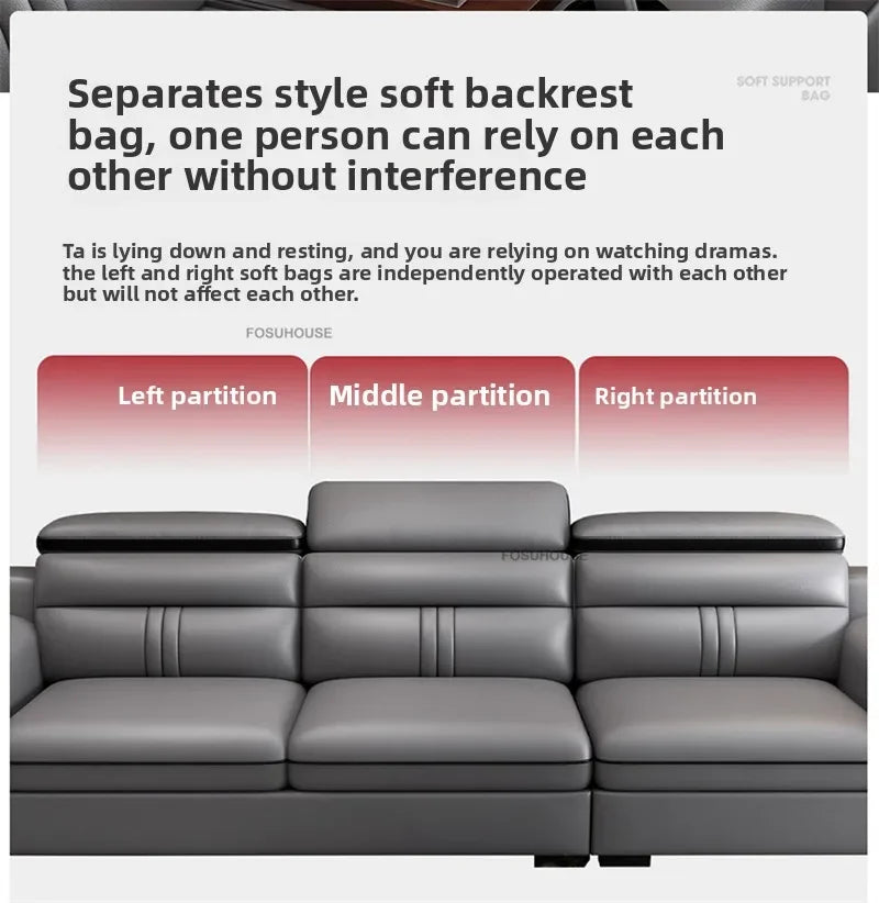 Luxury Leather Living Room Sofas Italian Home Sofa Bed Recliner Modern Designer Ergonomic Back Sofa Living Room Furniture