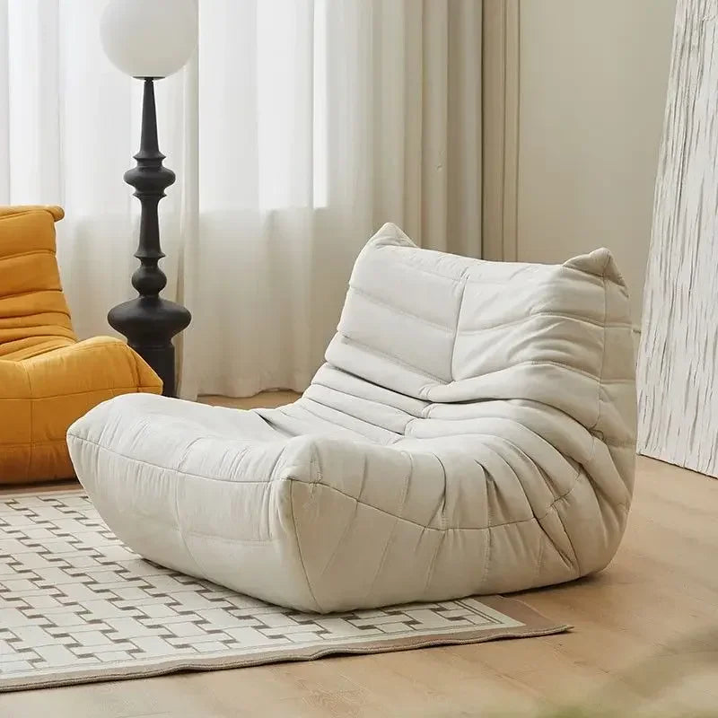 Single sofa living room bedroom lazy fabric leather leisure chair small apartment cream wind