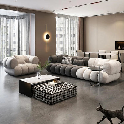 Luxury Modular Combination Sofa Set Home Hotel Fabric Reclining Cooling Sponge Filled Living Room Apartment