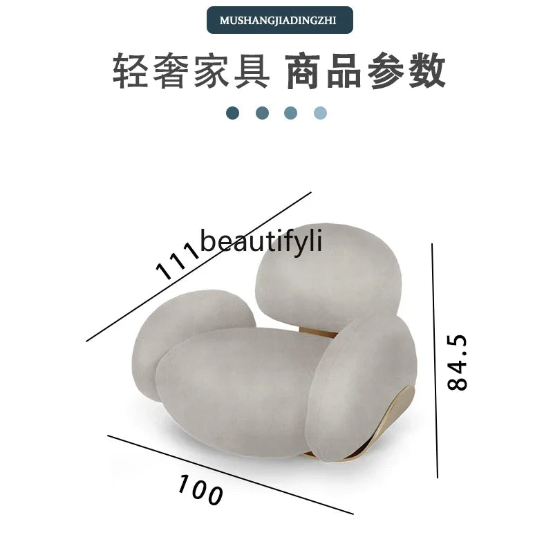 F Designer creative cream wind lamb wool leisure recliner small apartment bedroom makeup single sofa chair