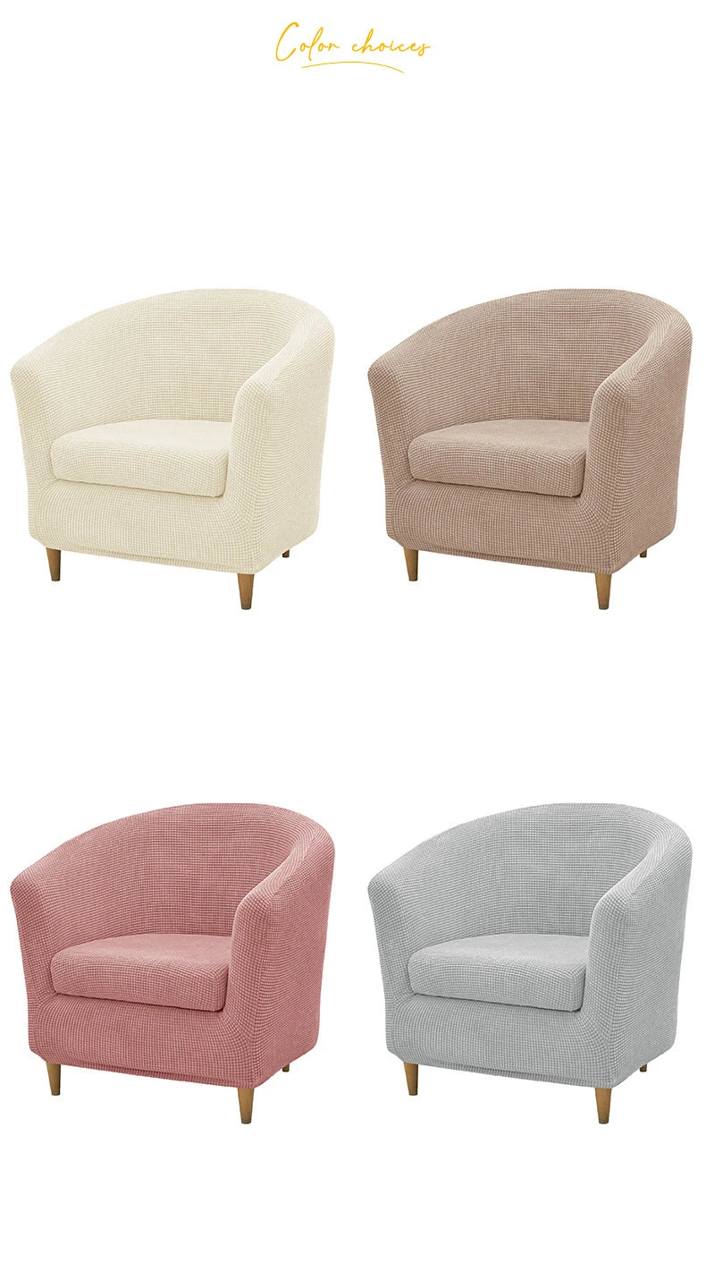 2pcs/set Jacquard Stretch Club Armchair Slipcover 1pc Barrel Tub Sofa Cover + 1pc Polar Fleece Couch Cover Furniture Protector