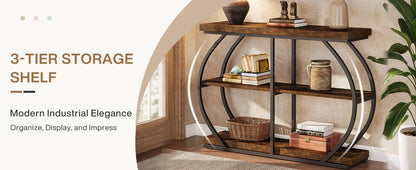 Tribesigns 41.3" Console Table, Industrial 3-Tier Entryway Table with Arched Metal Frame and Storage Shelves for Living Room