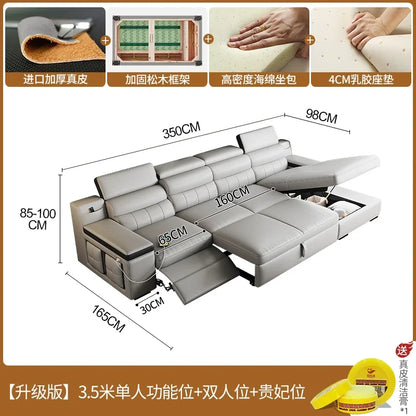 Designer Leather Sofa Living Room Ajustable Lounge Foldable Sofa Reclinable Modular Minimalist Woonkamer Banken Lounge Furniture