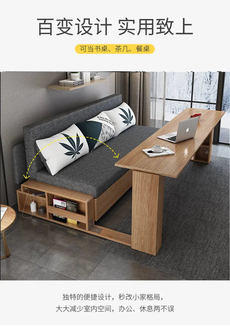 custom. [2675 People Favorited] Solid Wood Sofa Bed Small Apartments, Multifunctional Living Room Study Room, Push-Pull Fold