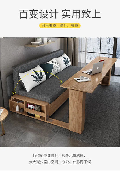 custom. [2675 People Favorited] Solid Wood Sofa Bed Small Apartments, Multifunctional Living Room Study Room, Push-Pull Fold
