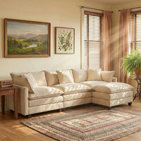113.8" Modern Sectional Couches for Living Room, Beige Chenille Comfy Cloud Couch Sectional, 3 Seater Couch for Living, Custom