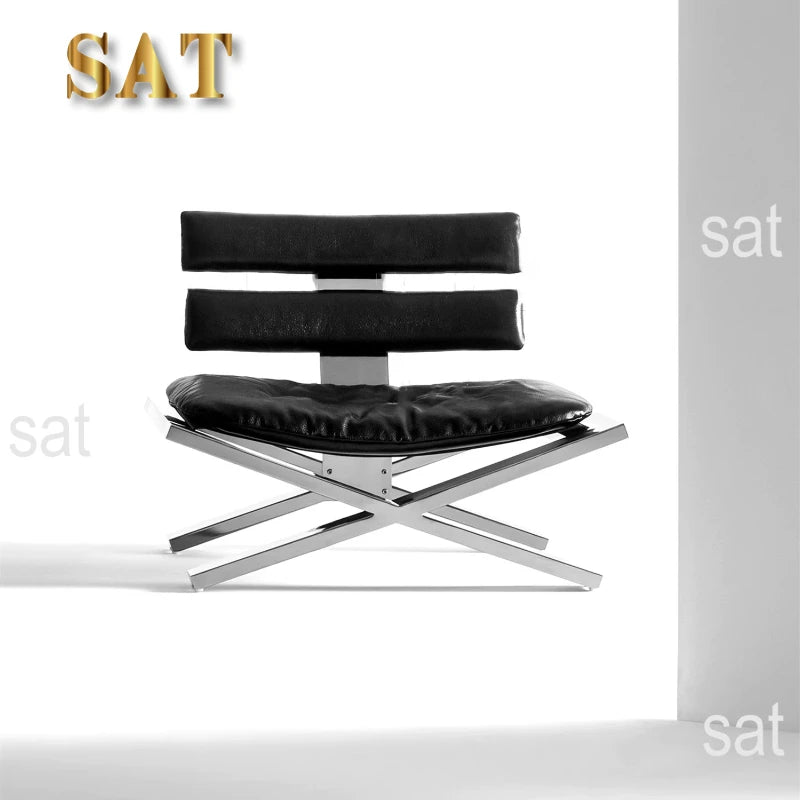 -*Designer Medieval Recliner Living Room Creative Stainless Steel Single Chair Hotel Homestay Leisure Chair Bauhau Furniture Hom