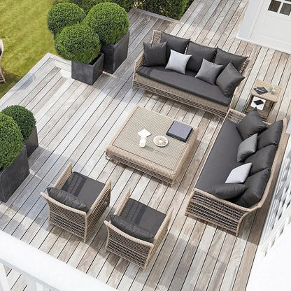 Outdoor leisure American sofa, homestay rattan art balcony, open-air courtyard rattan sofa