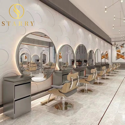 Customized Luxury Hair Salon Wall-mounted Mirror Modern Style Multi-shape Large Wall Mirror