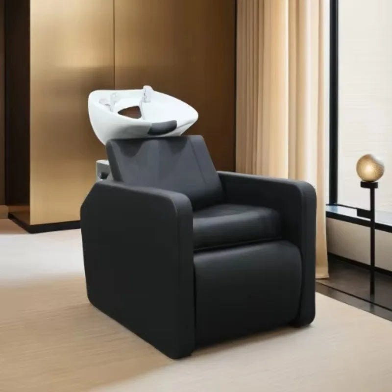Luxury Electric Height Adjustable Shampoo Chair with Durable Ceramic Basin Modern Design