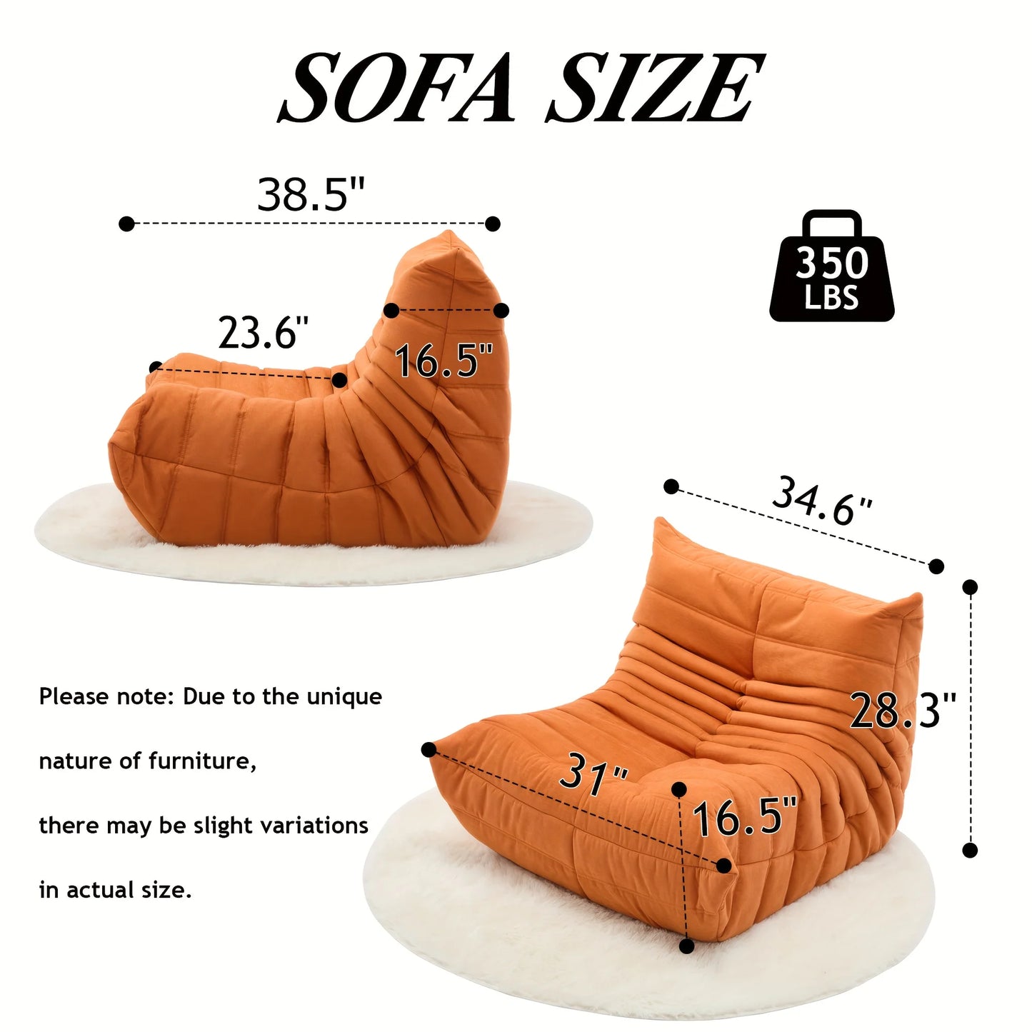 Ergonomic Memory Sponge Bean Bag Chair - Comfortable adult suede lounge chair for reading and gaming, perfect for home decor