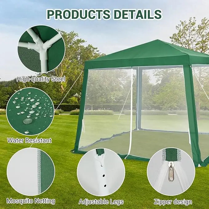 Easy Pop-Up Canopy, Outdoor Screen Tent with Mesh Mosquito Netting Side Walls, Pop Up Tent, Waterproof for Camping Party Yard