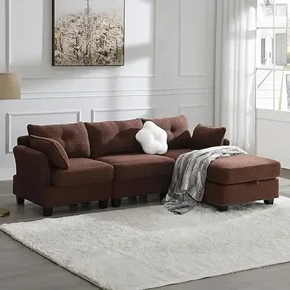 #For L-Shaped Modular Sectional Sofa, 3-Seater Comfy Cloud Couch with Ottoman/Chaise & 5 Pillows for Living Room Bedroom&