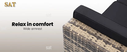 -8 Pieces Outdoor Wicker Rattan Patio Furniture Sectional Set,Glass Top Table Hidden Storage,7 Sofa Sections, Oversized Cushions