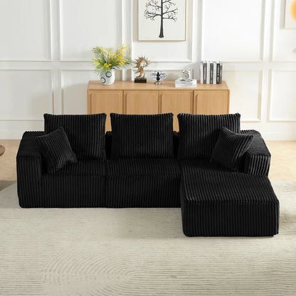 Modular Sectional Sofa, Modern Corduroy Cloud Couch with Deep Seat, Upholstered 4-Seater Sofa for Living Room