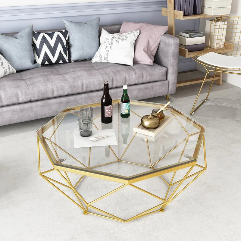 Nordic Light Luxury Tempered Glass Coffee Tables Small Apartment Sofa Side Table Simple Iron Corner Table Living Room Furniture