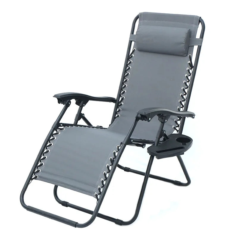 Portable Zero Gravity Lounge Chair – Folding Recliner with Lock, Cup Holder & Pillow for Patio Garden Balcony Camping Beach