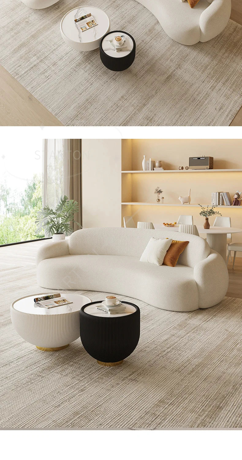 New Design Moon Curved Sofa Living Room Home Furniture Comfortable Living Room Modern White Lamb Wool Fabric Sofa