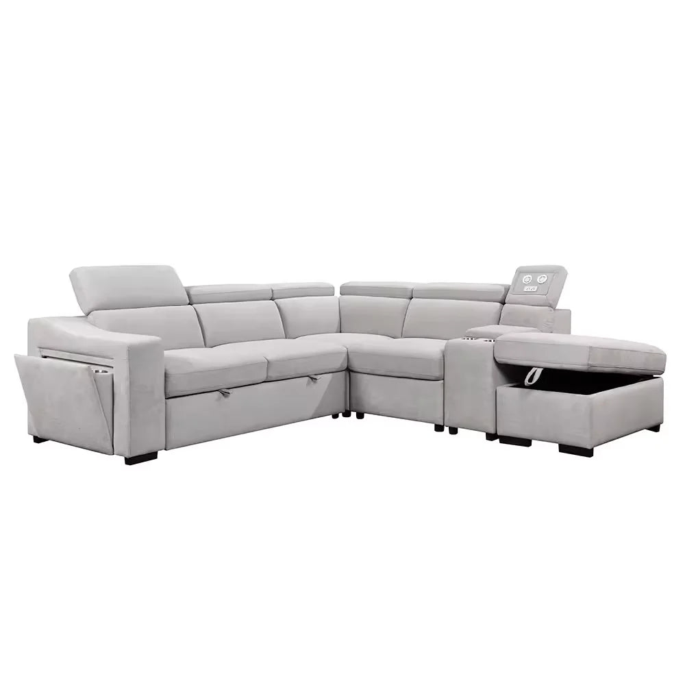 New Design Hot Selling Sofa Furniture Fast Charger Cup Holder Functional Sofa Set Has Pull Out Bed and Storage Living Room Sofa