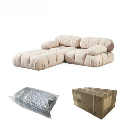 Italian Luxury Compressed Packed Sofa Modern Tufted Sectional Floor Couch Fabric Living Room Home Modular Sofa Set