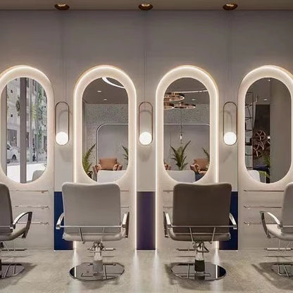 Modern Style Large Gold Styling Barber Wall Mounted Salon Furniture Hairdressing Led Makeup Beauty Salon Mirror