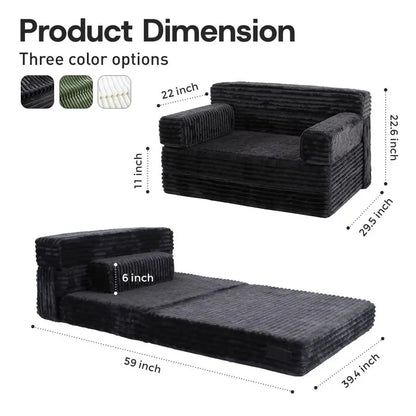 Sofa Bed,Convertible Sofa Bed with Armrest Foldable Sleeper Chair, Portable Folding 4in1 Floor Sofa with Convertible Lounge Chai