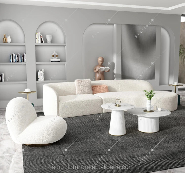 Amigos Furniture Living Room Lounge Furniture Right Chaise Modern Sectional Couch Gray Velvet  Modular Sofa With Ottoman