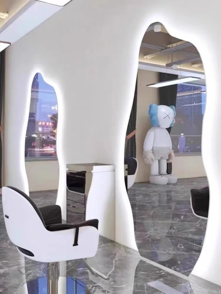 High-end Luxury LED Hairdressing Mirror Hanging Mirror Glass One Side Can Be Customized Size For Barber Shop