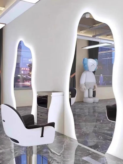 High-end Luxury LED Hairdressing Mirror Hanging Mirror Glass One Side Can Be Customized Size For Barber Shop