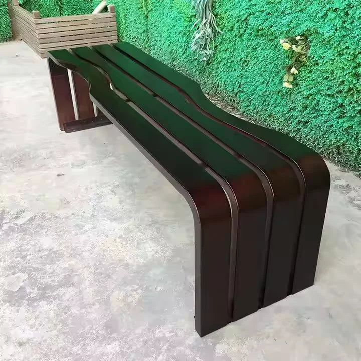 Leisure Wooden Patio Galvanized Steel Outdoor Bench Iron Seats Design Park Garden Benches Garden Waiting Bench