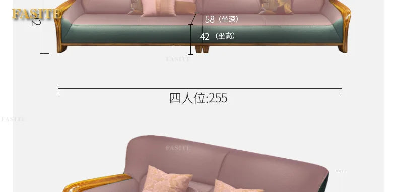 Leather sofa combination home living room corner first layer cowhide modern new Chinese furniture