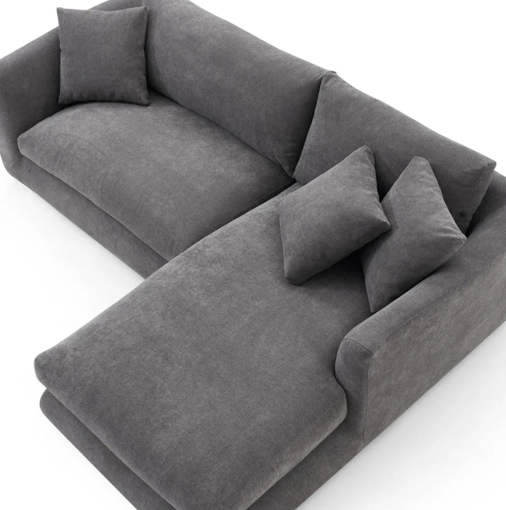 Modern Home Living Room Sofa Set White Linen Feather Cream Beige Fabric L Shaped Corner Modular Couches Sectional Sofa