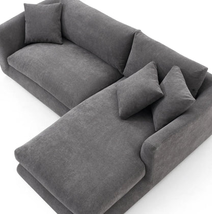 Modern Home Living Room Sofa Set White Linen Feather Cream Beige Fabric L Shaped Corner Modular Couches Sectional Sofa
