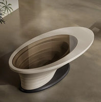 z. * Abyss table basse salon ménage petit appartement lumière luxe moderne ovale table basse en verre