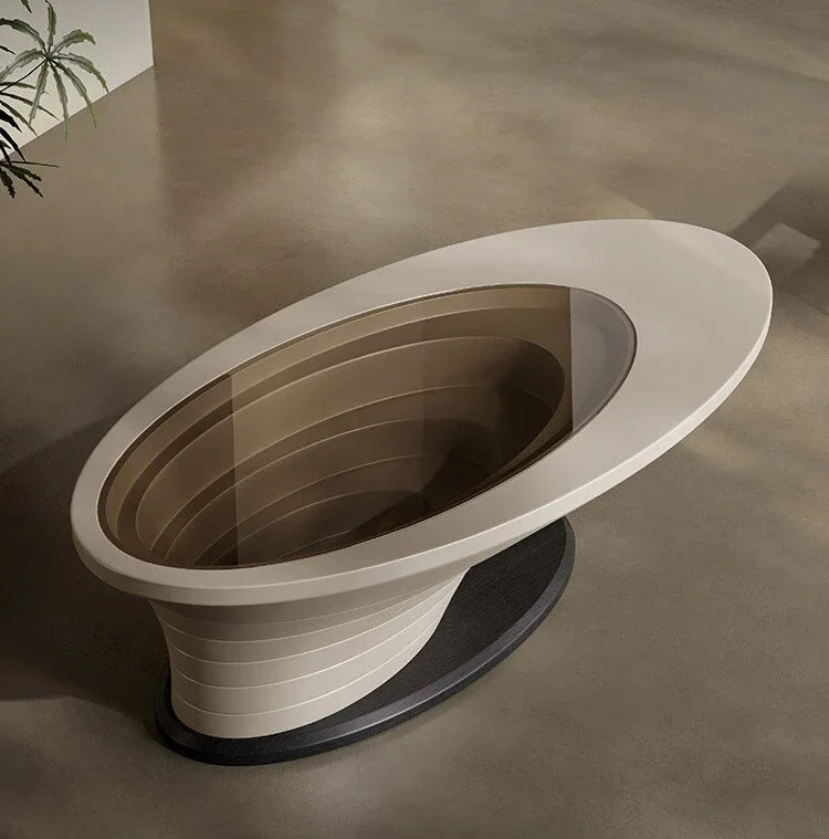 z. * Abyss table basse salon ménage petit appartement lumière luxe moderne ovale table basse en verre