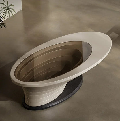 z. * Abyss table basse salon ménage petit appartement lumière luxe moderne ovale table basse en verre