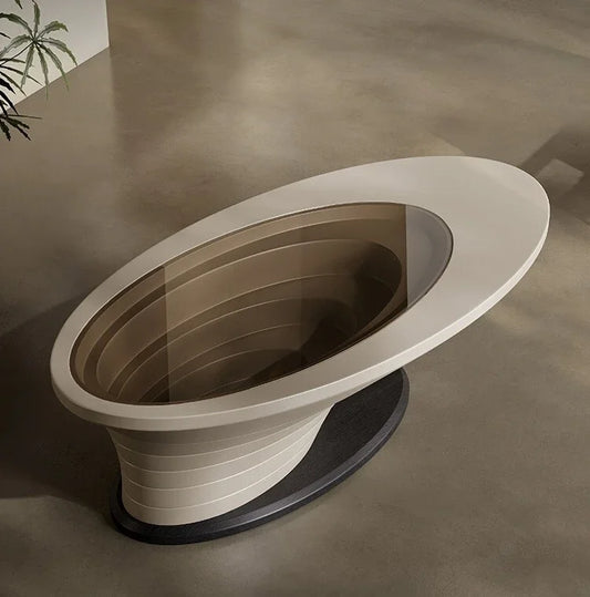 z. * Abyss table basse salon ménage petit appartement lumière luxe moderne ovale table basse en verre