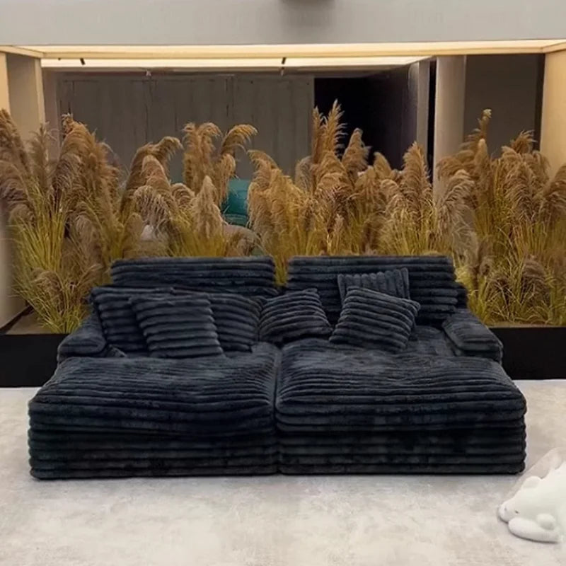 Nordic Sofabed Vacuum Compression Sofa Bed Modern Simple Lazy Sofa Bed  Thick Strip Velvet Large Sofa Bed Living Room Furniture