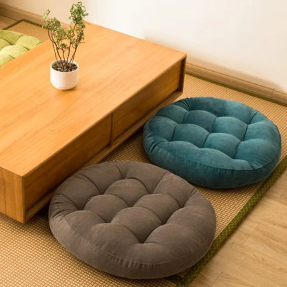 Round Large Floor Seat Pillows Gray Tufted Corduroy Cushions for Outdoor Yoga Tatami Chair Pad Casual Seating Reading Cushion 방석