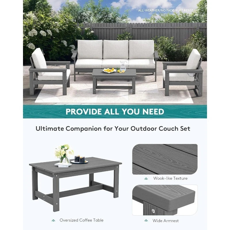 Christmas Deal-HDPE Patio Conversation Set, 6-Piece Sectional Outdoor Furniture Set, All Weather Outdoor Couch Set Patio Furnitu