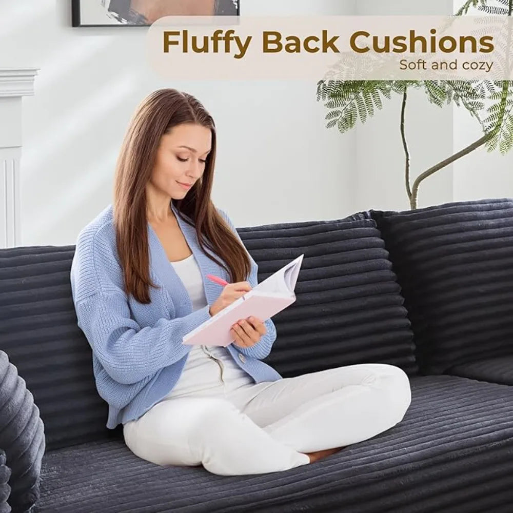 104" Comfy Upholstered Cloud Sectional | L-Shaped Modular Sofa Couch | Modern Minimalist, Deep Seat for Living Room