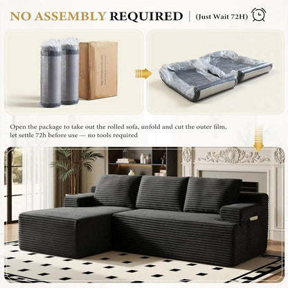 96" L-Shaped Modular Sectional Sofa with Left-Facing Chaise