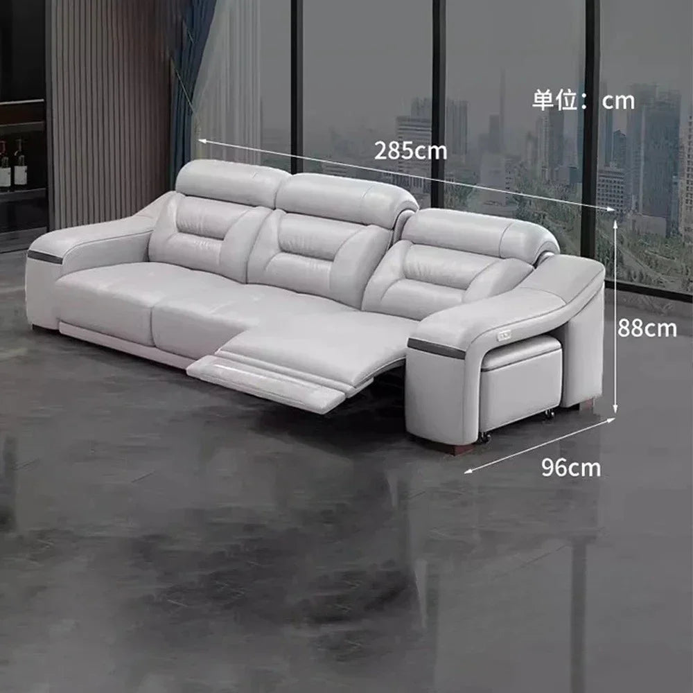 MINGDIBAO Genuine Leather Living Room Sofa Set Power Reclining Couch Electric Recliners with Stool Seating Room, Sofa Reclinable