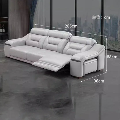 MINGDIBAO Genuine Leather Living Room Sofa Set Power Reclining Couch Electric Recliners with Stool Seating Room, Sofa Reclinable