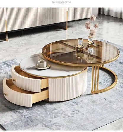 Nordic Luxury Coffee Tables Living Room Korea Beautiful Cute Side Table Marble Effect Glass Mesa De Centro De Sala Furniture