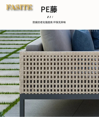Leisure Style Outdoor Sofa Combination Living Room Balcony Open-air Leisure Rattan Weaving